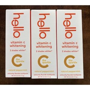 Hello Toothpaste vitamin c whitening *Sparkle* AntiCavity 4.0 oz Pack of 3